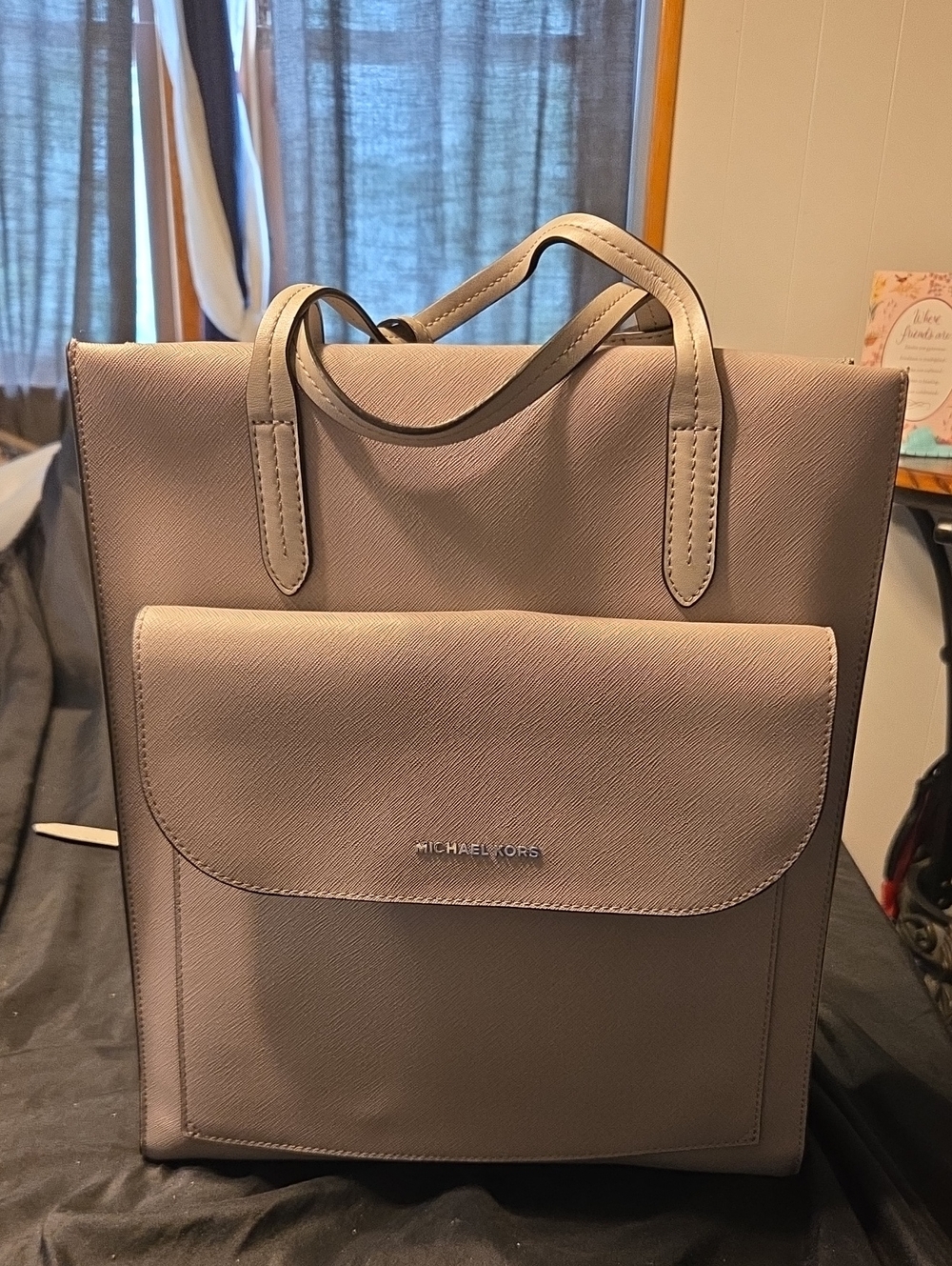 Michael Kors Taupe Saffiano-Style Backpack Tote